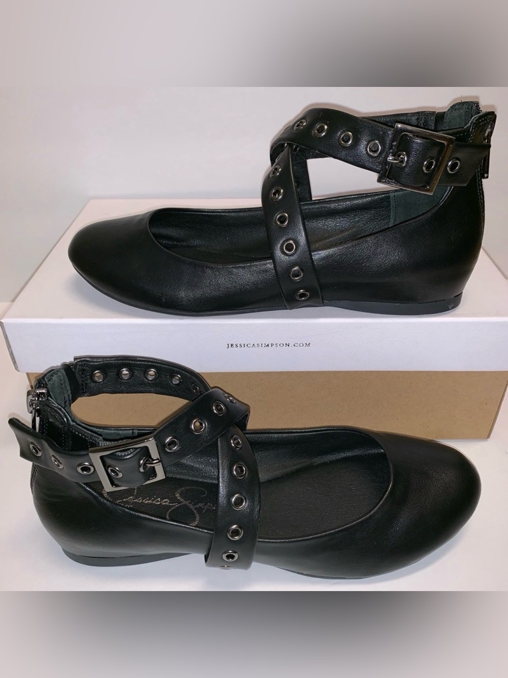 Jessica Simpson Malerie Black Buckle Flats